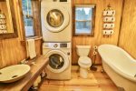 Bathroom with washer/dryer and clawfoot tub- Outside Entry